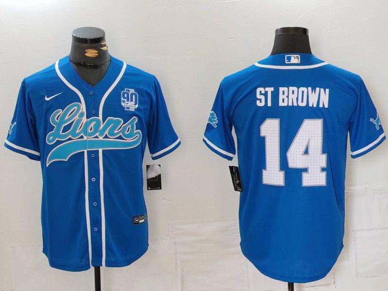 Men Detroit Lions #14 ST Brown Blue Second generation joint name 2024 Nike Limited NFL Jersey style 8153